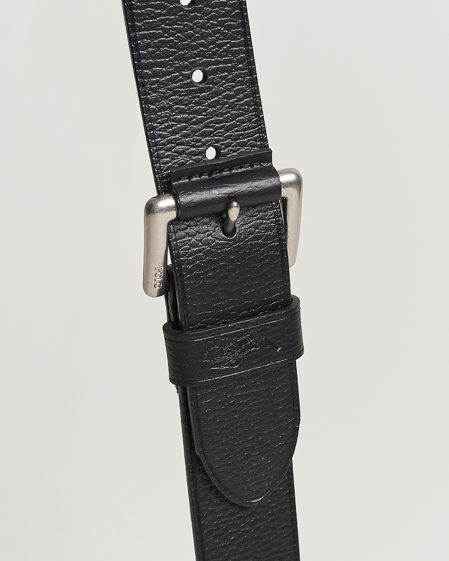 Homme | Polo Ralph Lauren Pebbled Leather Belt Black | Polo Ralph Lauren | Pebbled Leather Belt Black