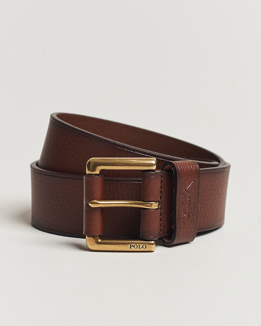 Homme | Polo Ralph Lauren Pebbled Leather Belt Brown | Polo Ralph Lauren | Pebbled Leather Belt Brown