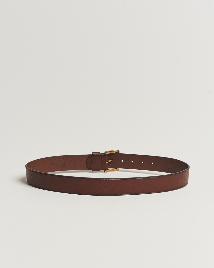 Homme | Preppy Authentic | Polo Ralph Lauren | Pebbled Leather Belt Brown