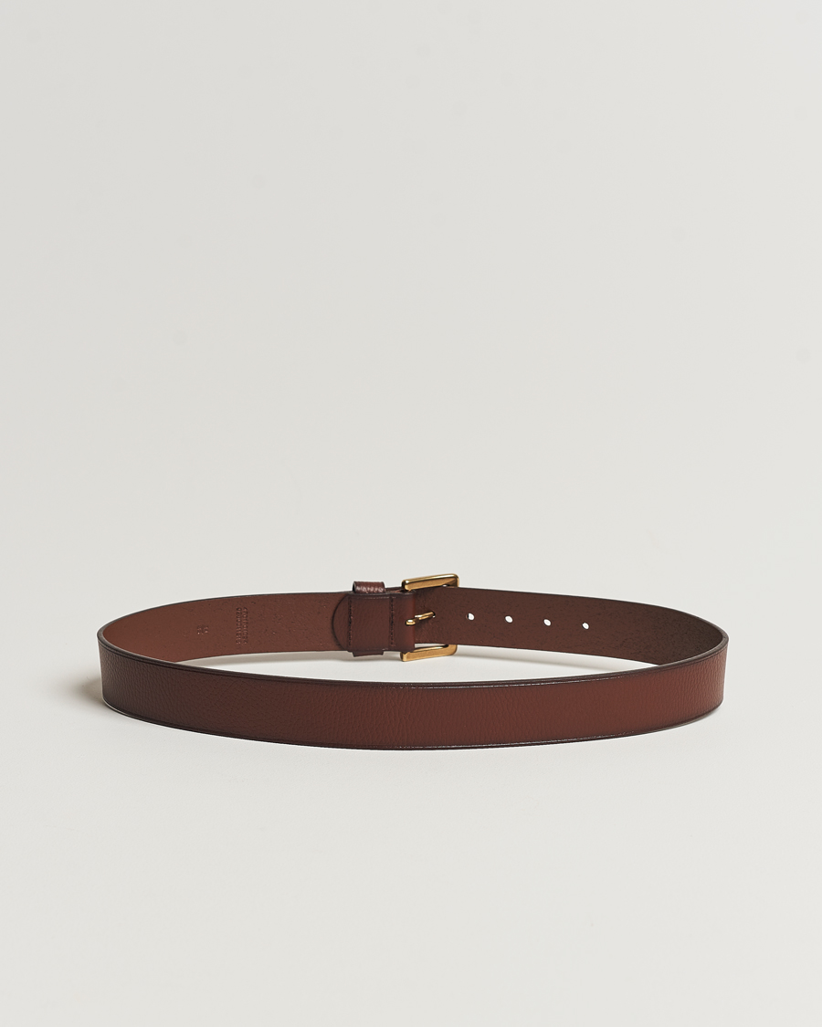 Homme | Polo Ralph Lauren Pebbled Leather Belt Brown | Polo Ralph Lauren | Pebbled Leather Belt Brown