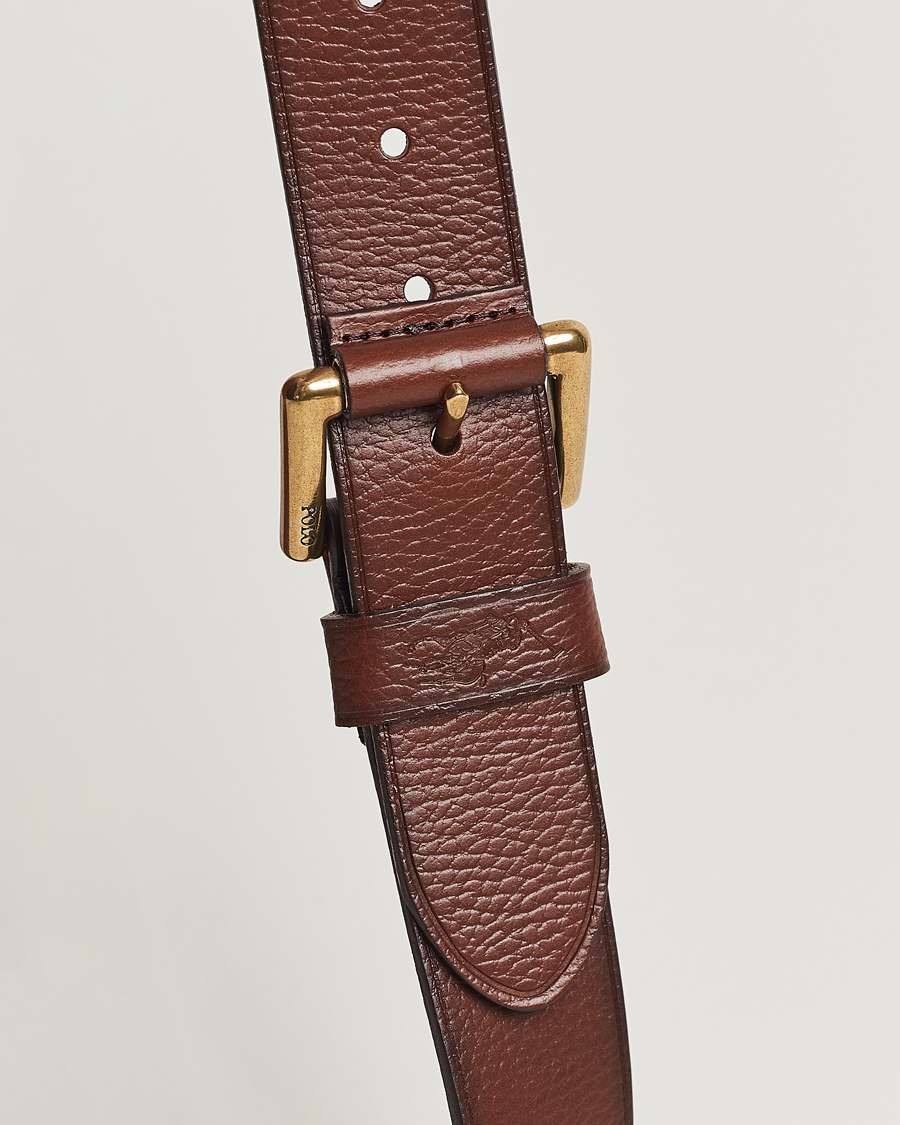 Homme | Polo Ralph Lauren Pebbled Leather Belt Brown | Polo Ralph Lauren | Pebbled Leather Belt Brown