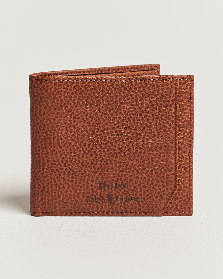 Homme | Polo Ralph Lauren Pebbled Leather Billfold Wallet Saddle Brown | Polo Ralph Lauren | Pebbled Leather Billfold Wallet Saddle Brown