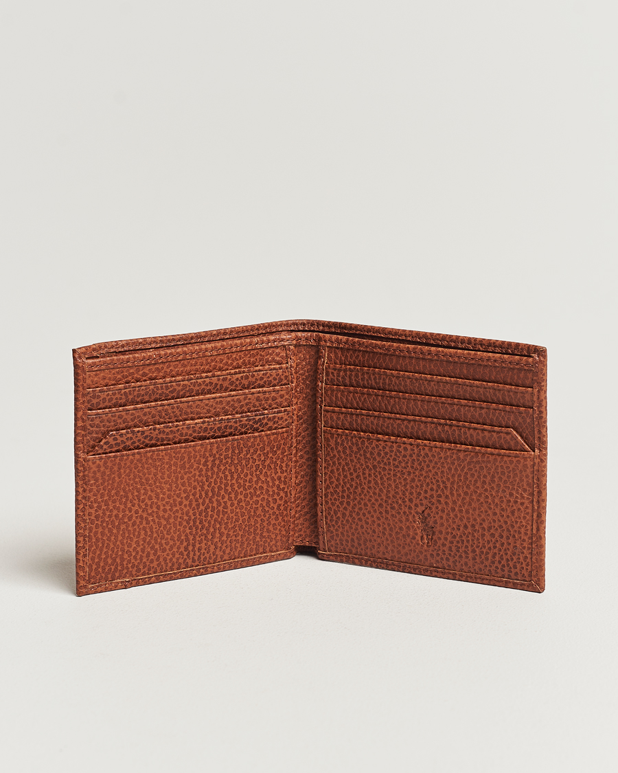 Homme |  | Polo Ralph Lauren | Pebbled Leather Billfold Wallet Saddle Brown