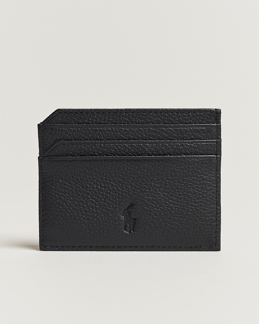 Homme | Polo Ralph Lauren Pebbled Leather Credit Card Holder Black | Polo Ralph Lauren | Pebbled Leather Credit Card Holder Black