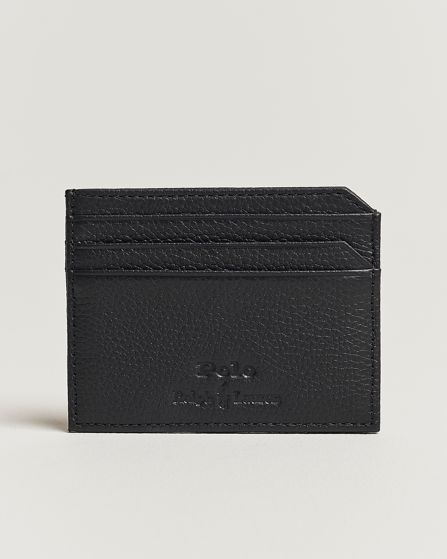 Homme | Polo Ralph Lauren Pebbled Leather Credit Card Holder Black | Polo Ralph Lauren | Pebbled Leather Credit Card Holder Black