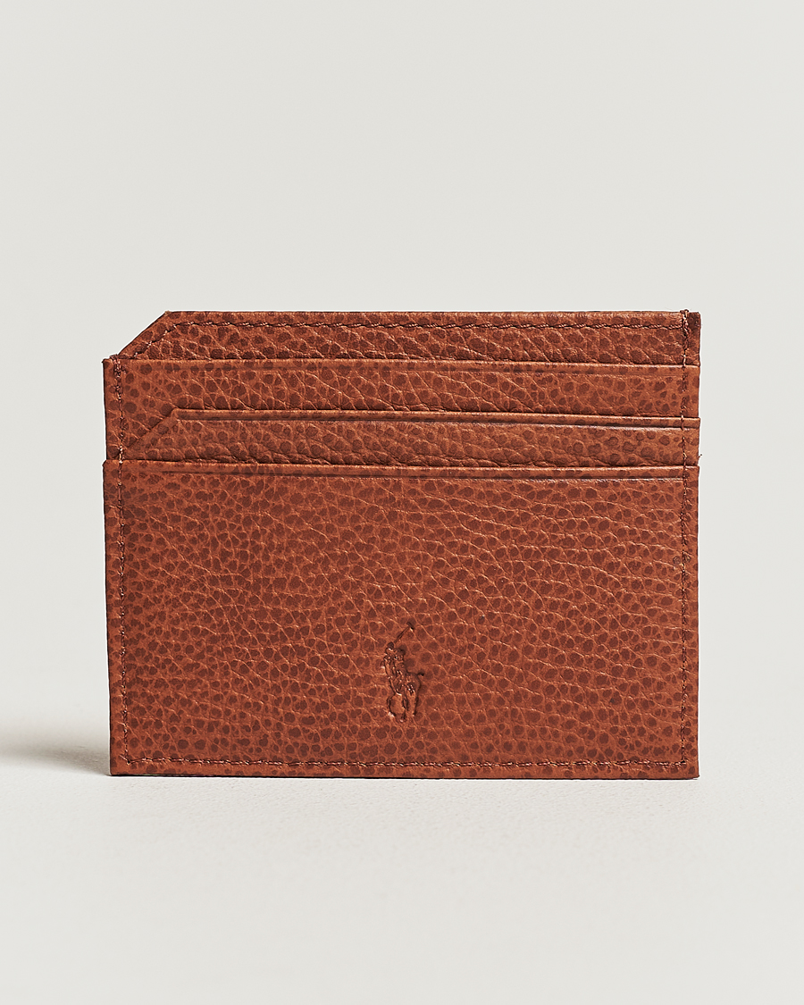 Homme | Polo Ralph Lauren Pebbled Leather Credit Card Holder Saddle Brown | Polo Ralph Lauren | Pebbled Leather Credit Card Holder Saddle Brown