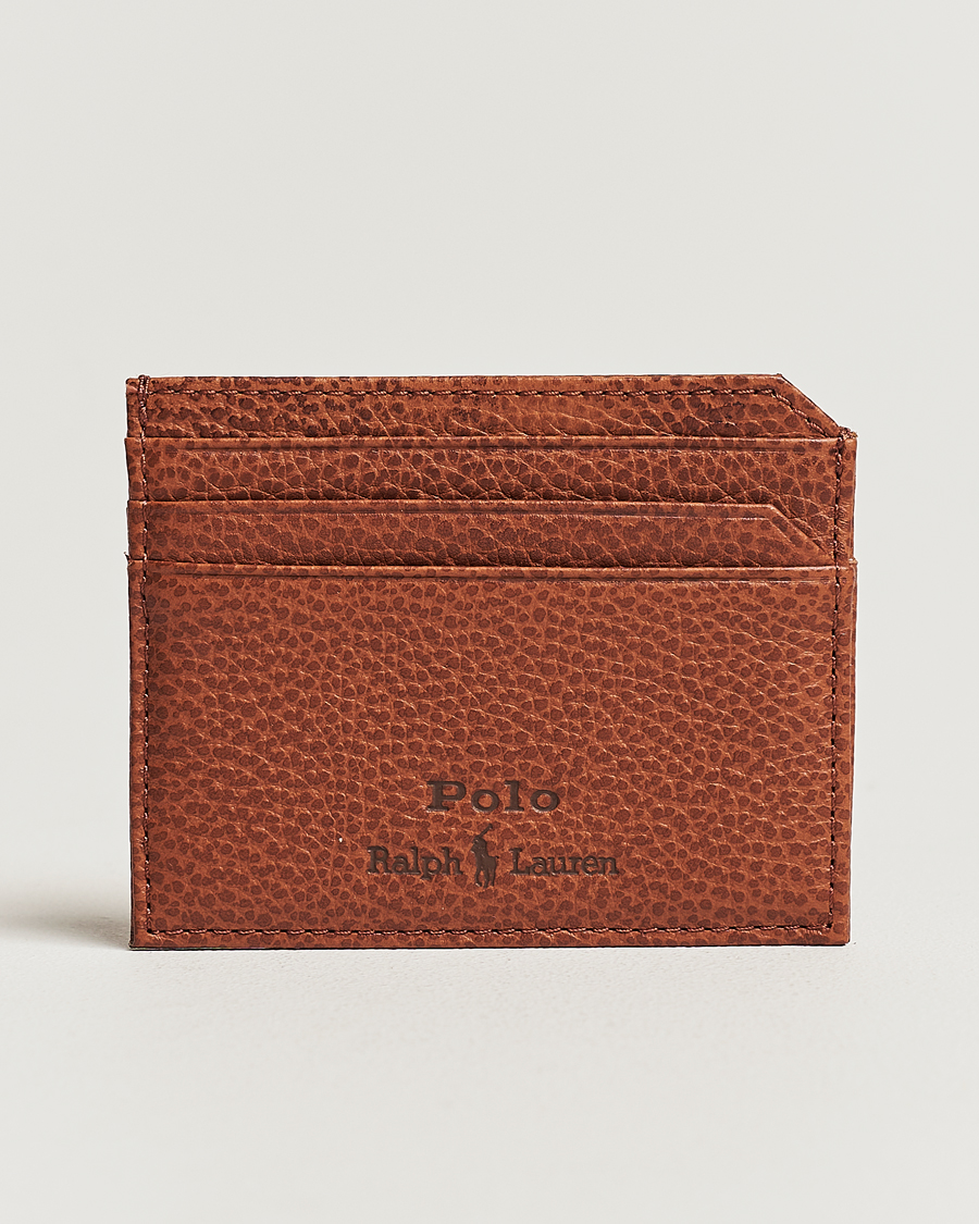 Homme |  | Polo Ralph Lauren | Pebbled Leather Credit Card Holder Saddle Brown