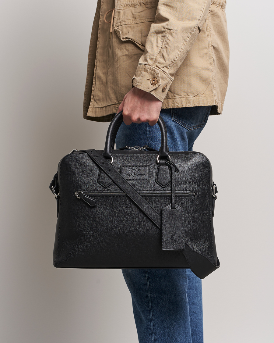 Homme |  | Polo Ralph Lauren | Pebbled Leather Commuter Bag Black