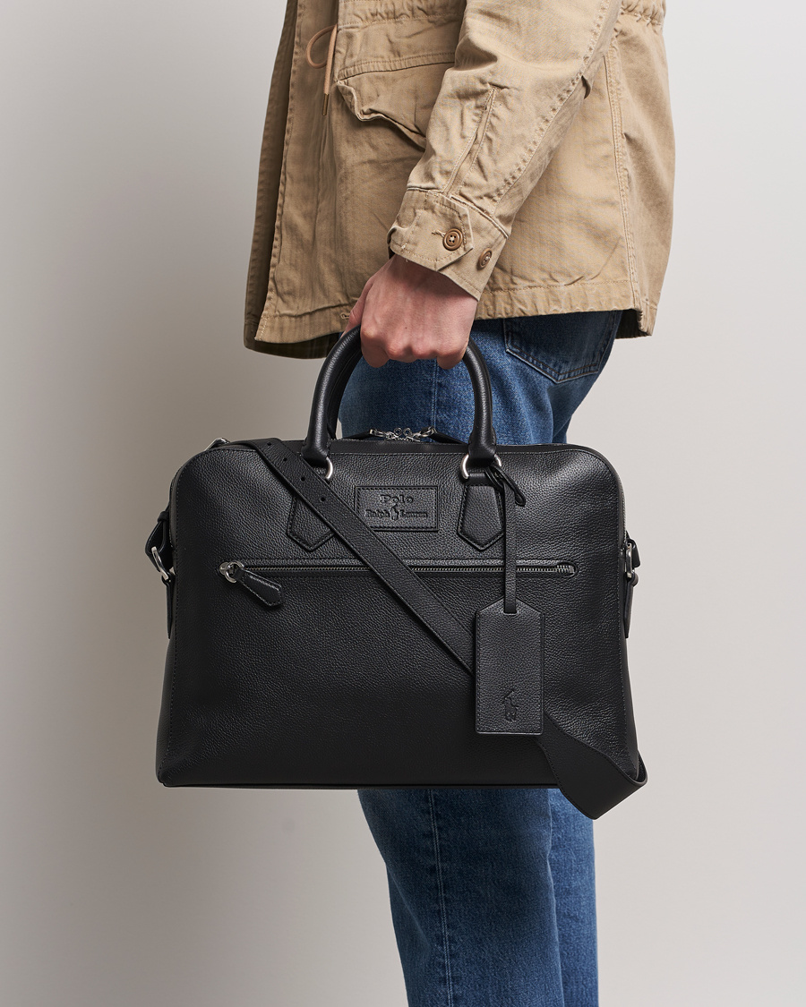 Homme | Polo Ralph Lauren Pebble Leather Briefcase Black | Polo Ralph Lauren | Pebble Leather Briefcase Black