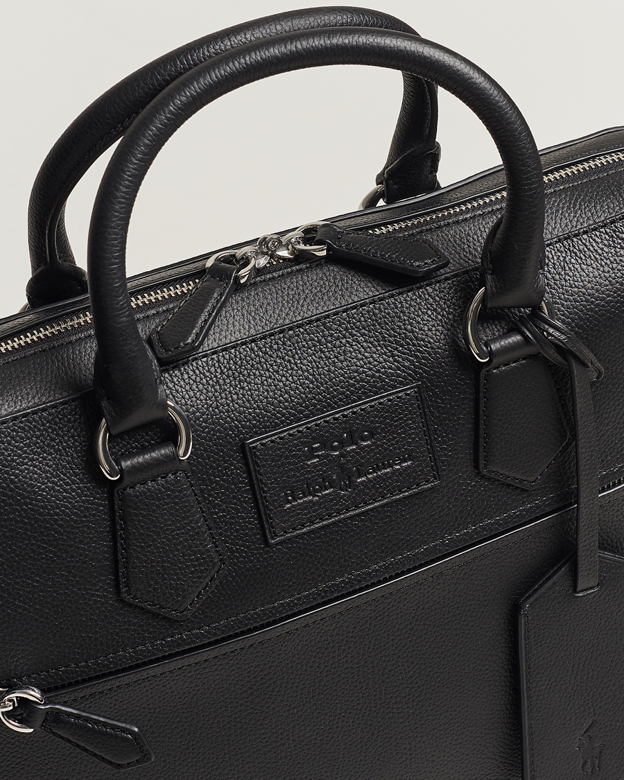 Homme | Polo Ralph Lauren Pebble Leather Briefcase Black | Polo Ralph Lauren | Pebble Leather Briefcase Black