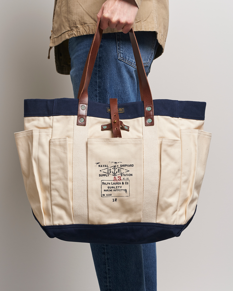 Homme | Tote bags | Polo Ralph Lauren | Canvas Totebag Cream/Aviator Navy