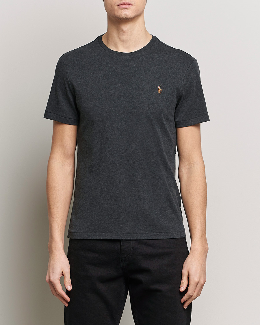 Homme | T-Shirts Noirs | Polo Ralph Lauren | Luxury Pima Cotton Crew Neck T-Shirt Black Heather