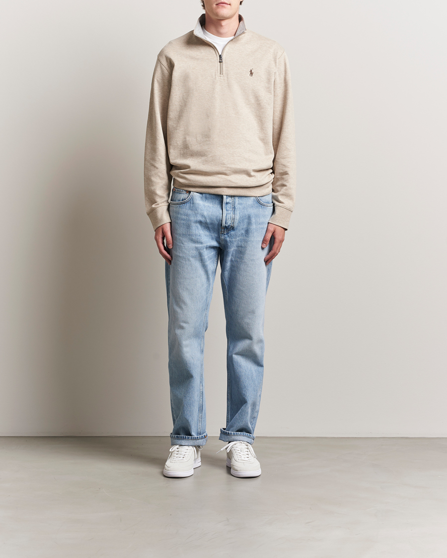 Homme | Pulls Et Tricots | Polo Ralph Lauren | Double Knit Half-Zip Sweater Tuscan Beige Heather