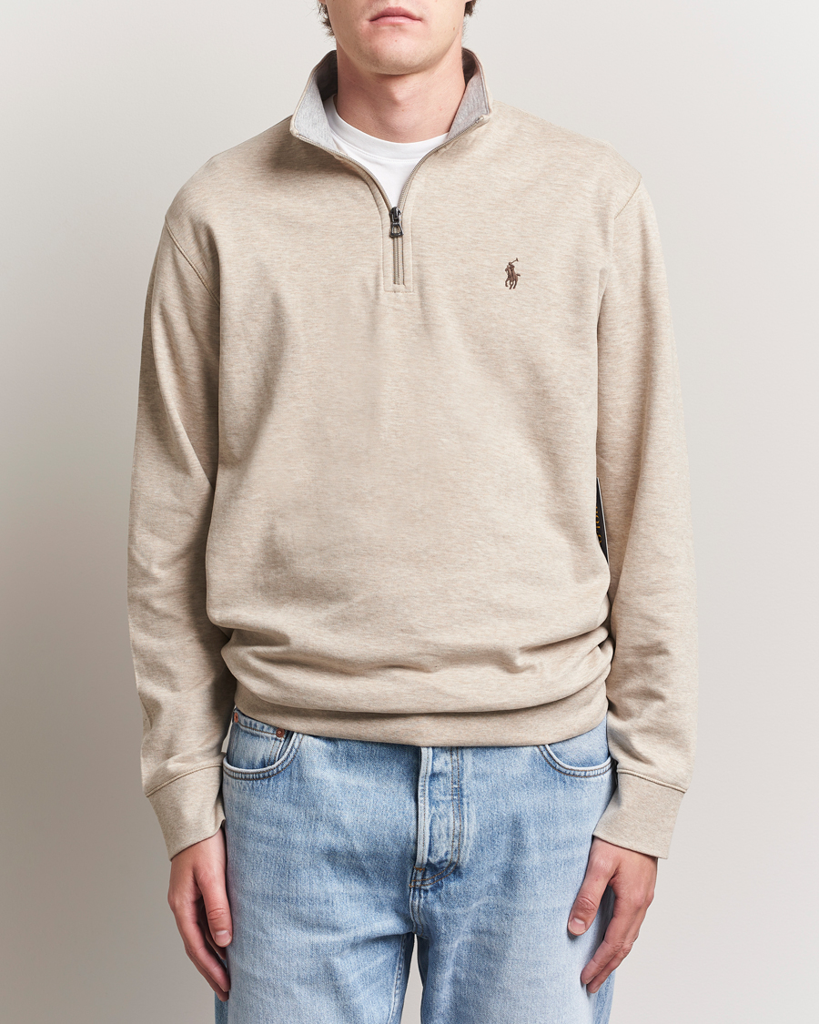 Homme | Pulls Et Tricots | Polo Ralph Lauren | Double Knit Half-Zip Sweater Tuscan Beige Heather