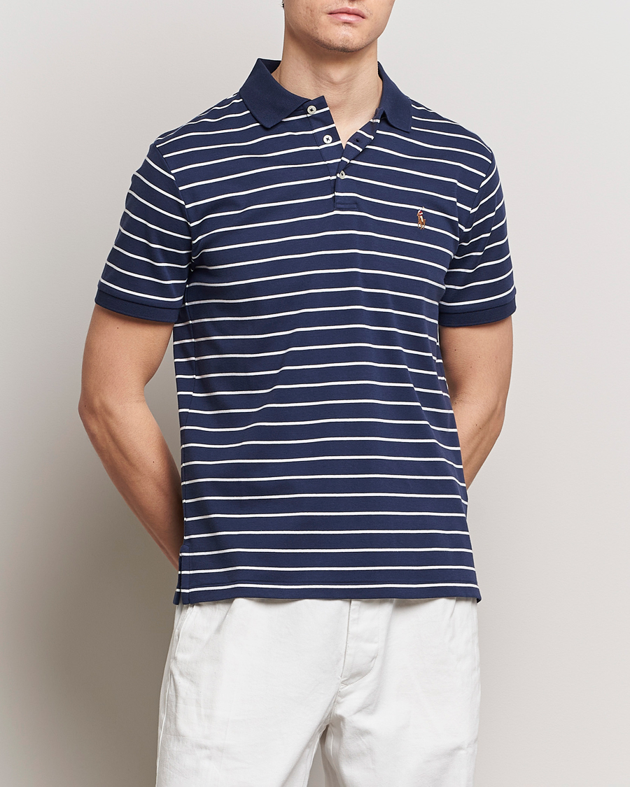 Homme | Only Polo | Polo Ralph Lauren | Luxury Pima Cotton Striped Polo Refined Navy/White