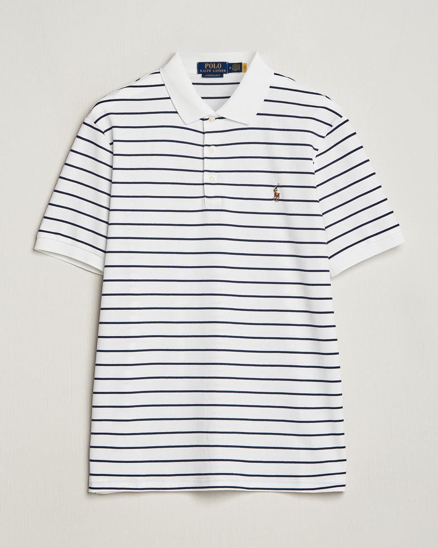 Homme | Polos | Polo Ralph Lauren | Luxury Pima Cotton Striped Polo White/Refined Navy