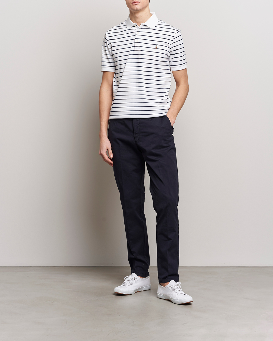 Homme | Polos | Polo Ralph Lauren | Luxury Pima Cotton Striped Polo White/Refined Navy