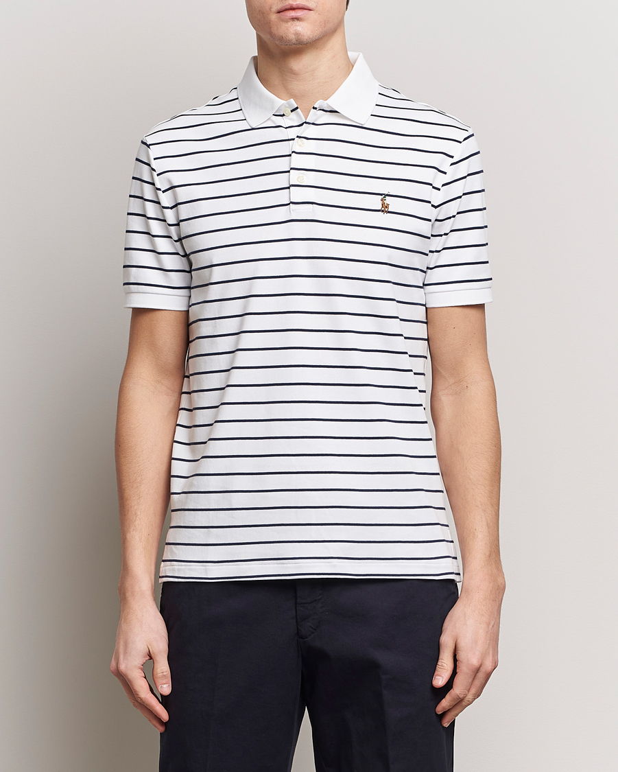 Homme | Polos | Polo Ralph Lauren | Luxury Pima Cotton Striped Polo White/Refined Navy