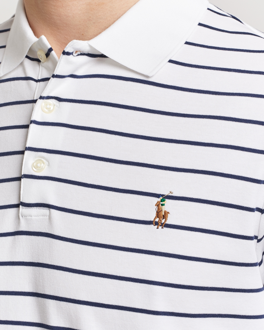 Homme | Polos | Polo Ralph Lauren | Luxury Pima Cotton Striped Polo White/Refined Navy