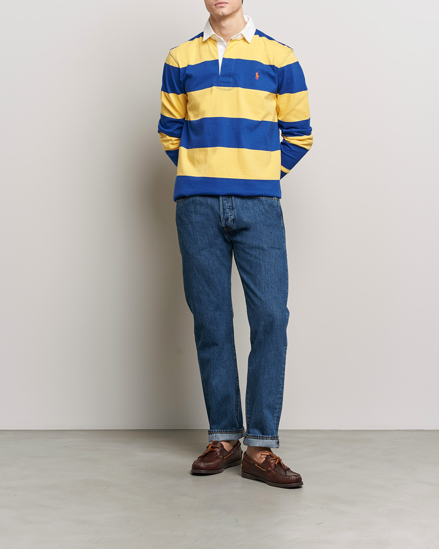 Homme | Pulls Et Tricots | Polo Ralph Lauren | Jersey Striped Rugger Chrome Yellow/Cruise Royal