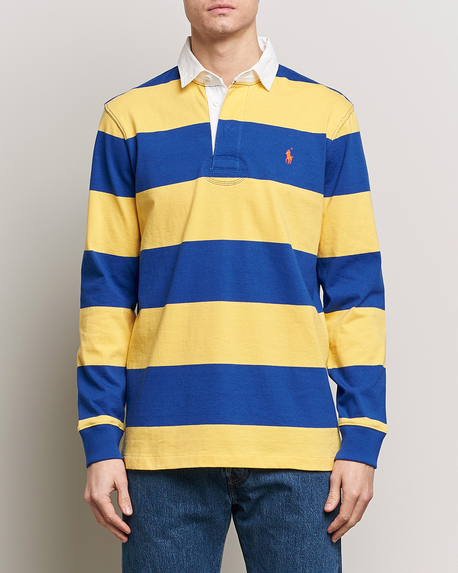 Homme | Pulls Et Tricots | Polo Ralph Lauren | Jersey Striped Rugger Chrome Yellow/Cruise Royal