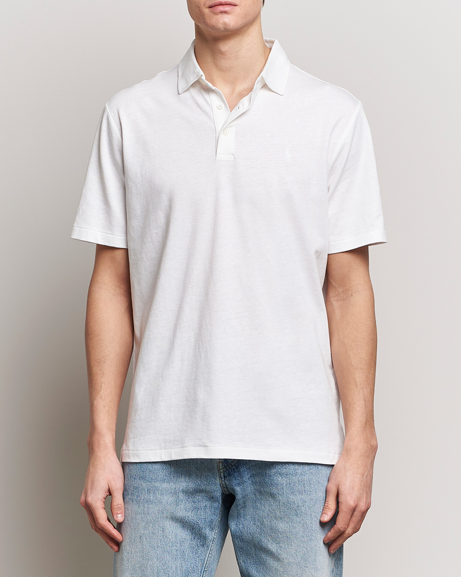 Homme | Polos À Manches Courtes | Polo Ralph Lauren | Cotton/Linen Polo Shirt White
