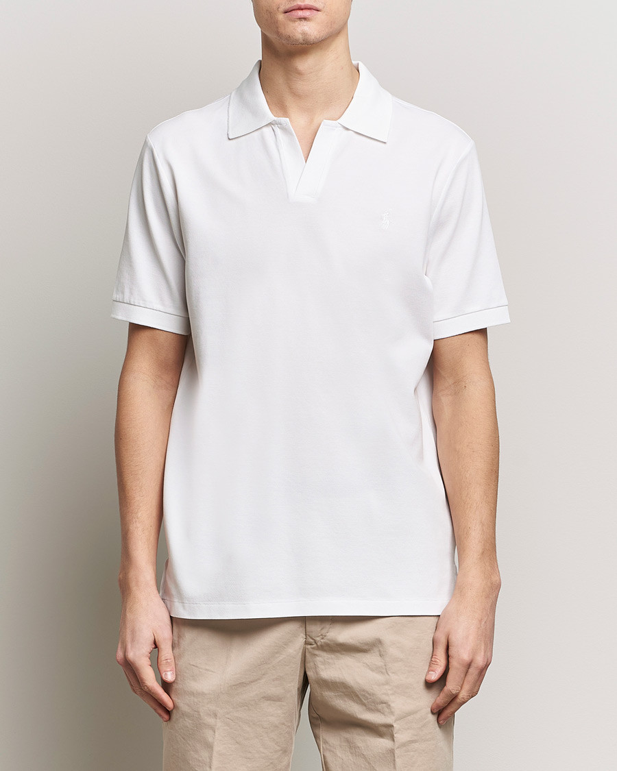 Homme | Polos | Polo Ralph Lauren | Classic Fit Open Collar Stretch Polo White