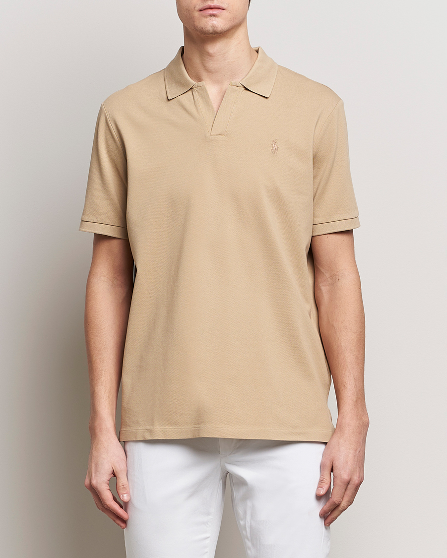 Homme | Polos | Polo Ralph Lauren | Classic Fit Open Collar Stretch Polo Beige
