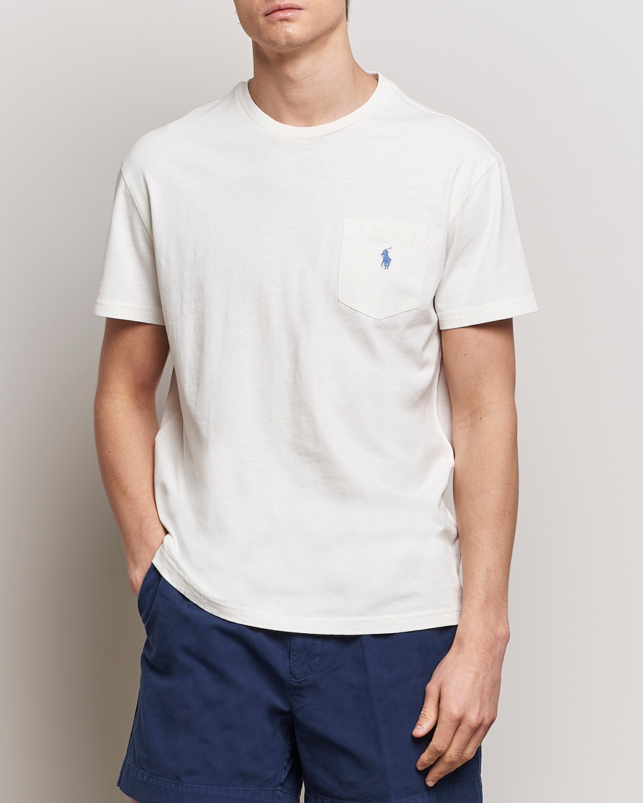 Homme | T-Shirts Blancs | Polo Ralph Lauren | Cotton Linen Crew Neck T-Shirt Ceramic White