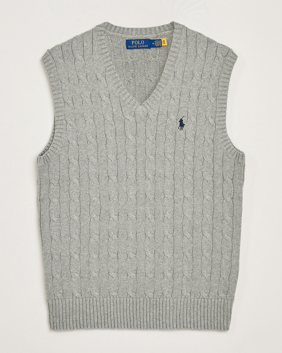 Homme | Pulls Et Tricots | Polo Ralph Lauren | Cotton Cable Vest Fawn Grey Heather