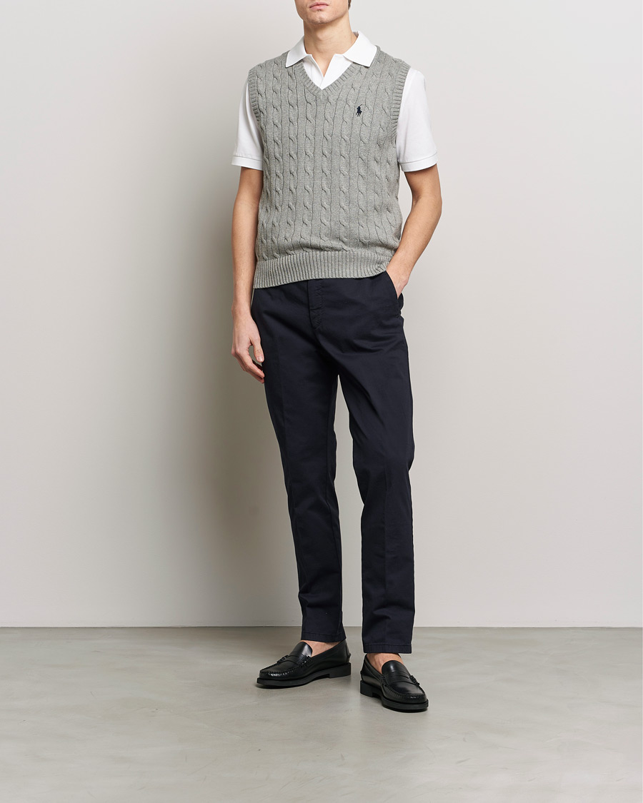 Homme | Pulls Et Tricots | Polo Ralph Lauren | Cotton Cable Vest Fawn Grey Heather