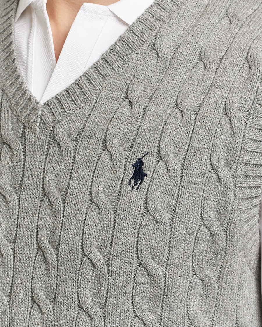 Homme | Pulls Et Tricots | Polo Ralph Lauren | Cotton Cable Vest Fawn Grey Heather