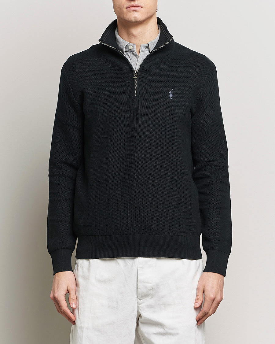 Homme | Pulls Et Tricots | Polo Ralph Lauren | Textured Half Zip Polo Black