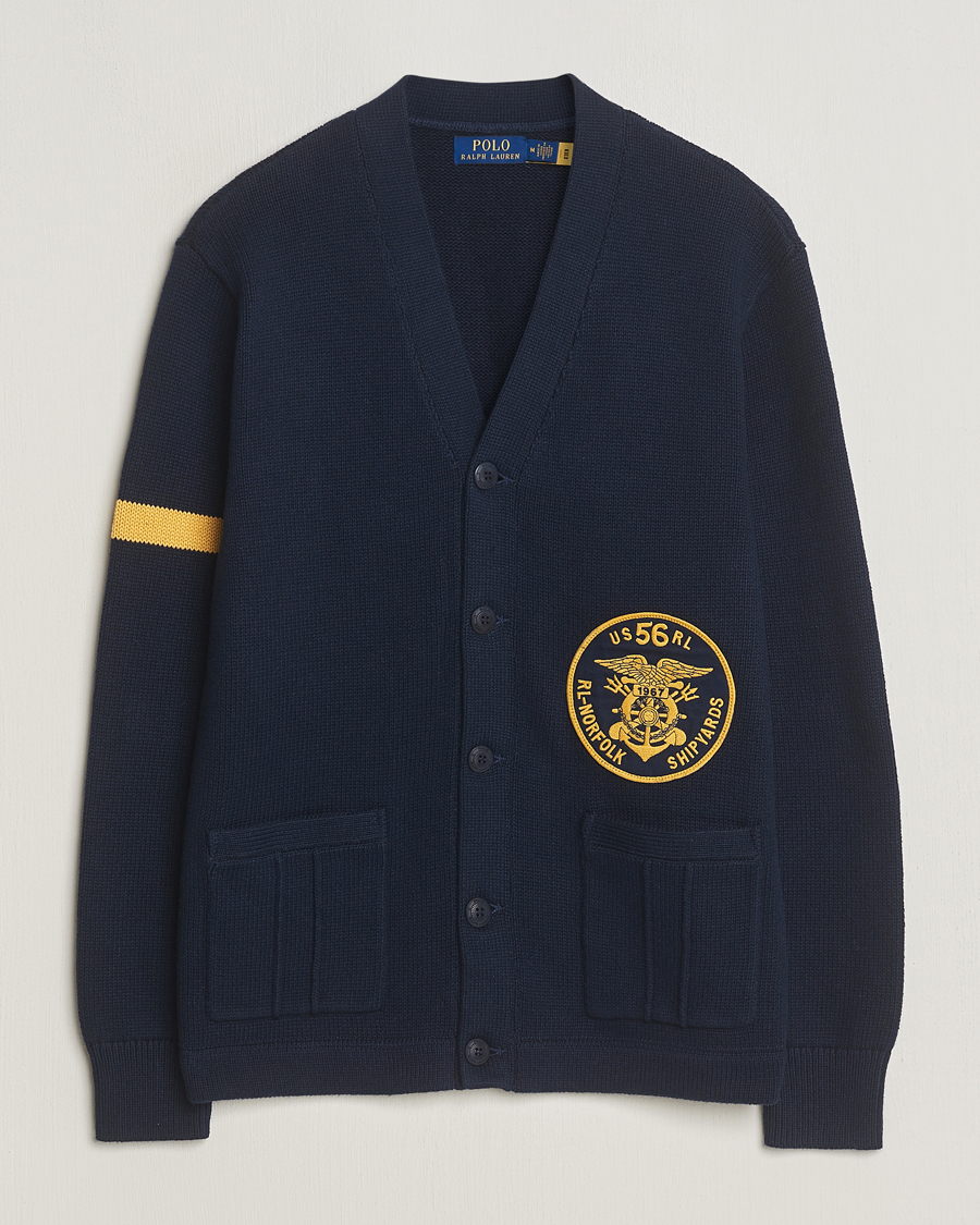Homme | Pulls Et Tricots | Polo Ralph Lauren | Cotton Varsity Cardigan Aviator Navy