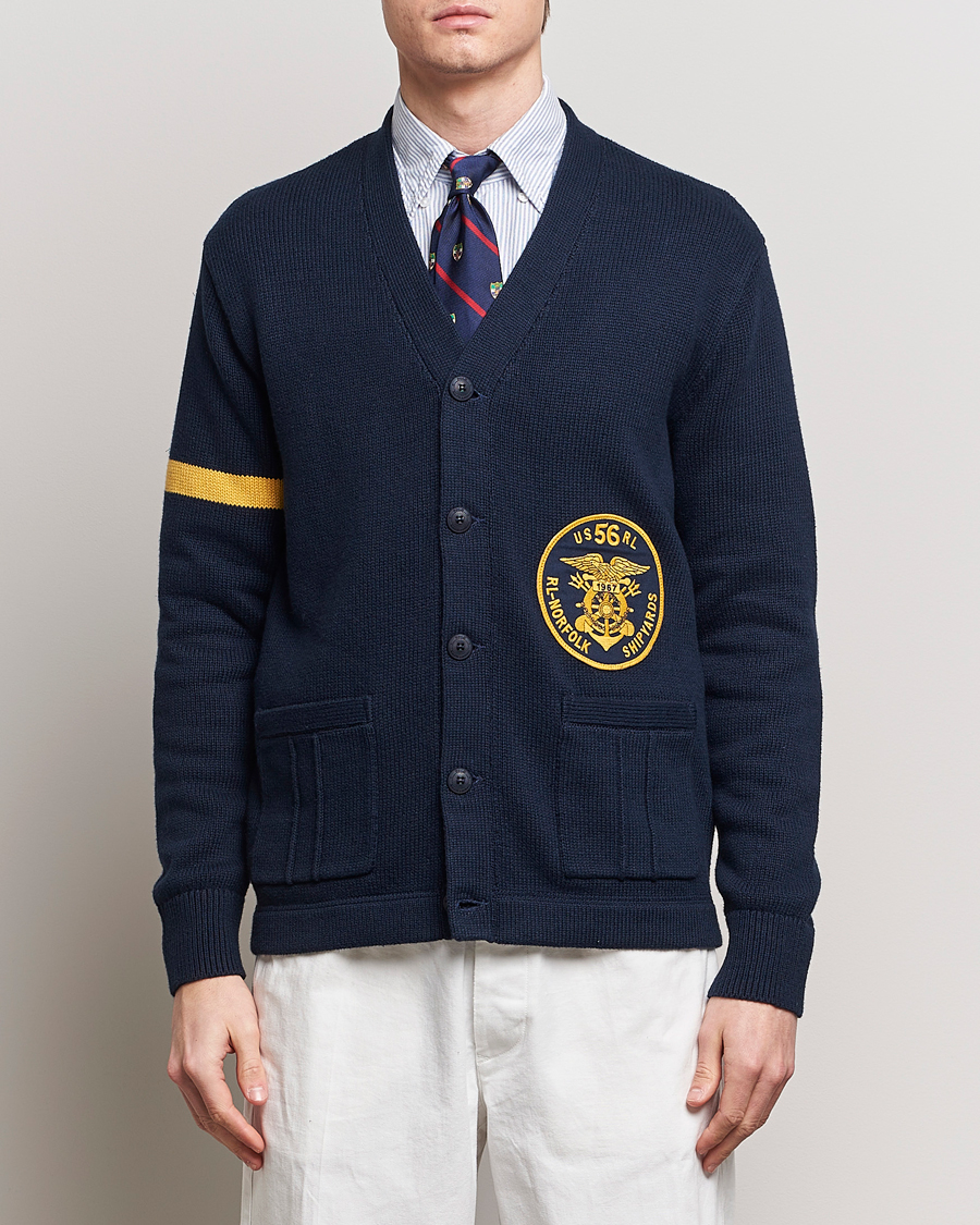Homme | Pulls Et Tricots | Polo Ralph Lauren | Cotton Varsity Cardigan Aviator Navy