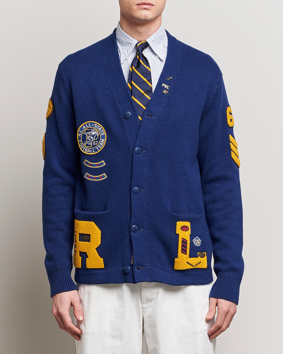 Homme | Soldes -20% | Polo Ralph Lauren | Cotton Varsity Patch Cardigan Royal Combo