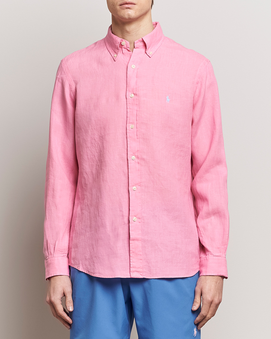 Homme |  | Polo Ralph Lauren | Custom Fit Linen Button Down Florida Pink