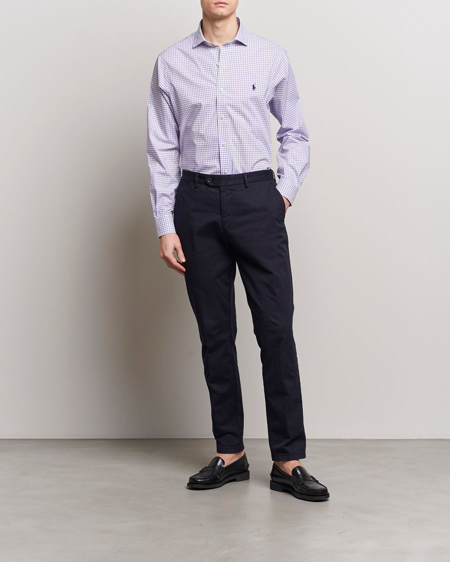 Homme | Chemises D'Affaires | Polo Ralph Lauren | Custom Fit Poplin Shirt Purple/White