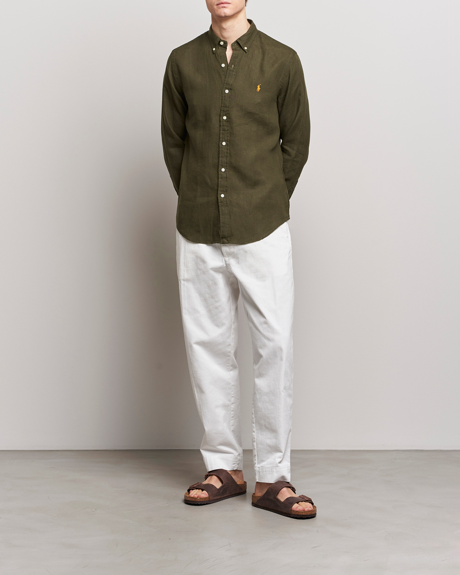 Homme | Chemises | Polo Ralph Lauren | Slim Fit Linen Button Down Shirt Armadillo