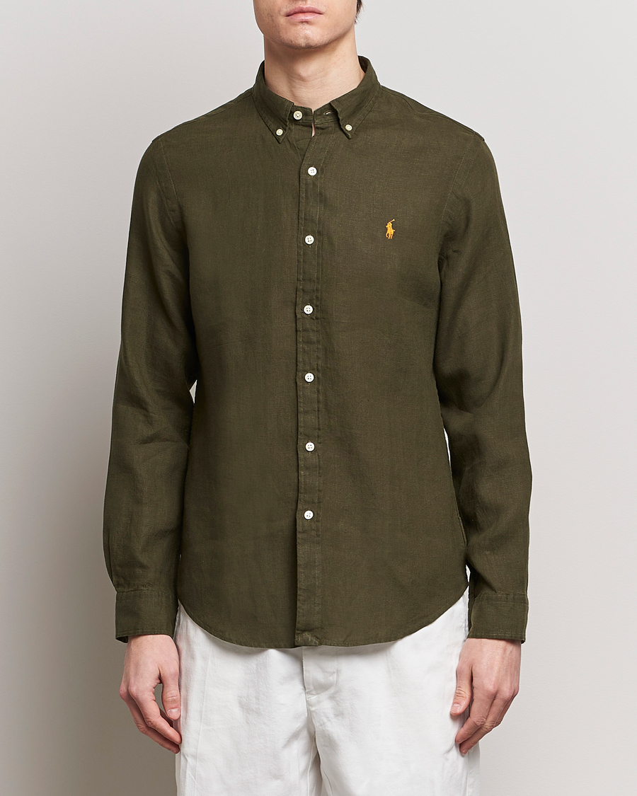 Homme | Chemises En Lin | Polo Ralph Lauren | Slim Fit Linen Button Down Shirt Armadillo