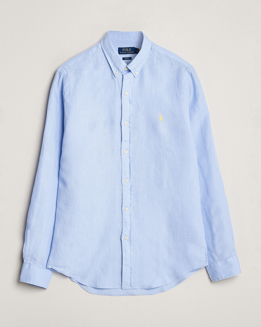 Homme | Chemises | Polo Ralph Lauren | Slim Fit Linen Button Down Shirt Blue Hyacinth