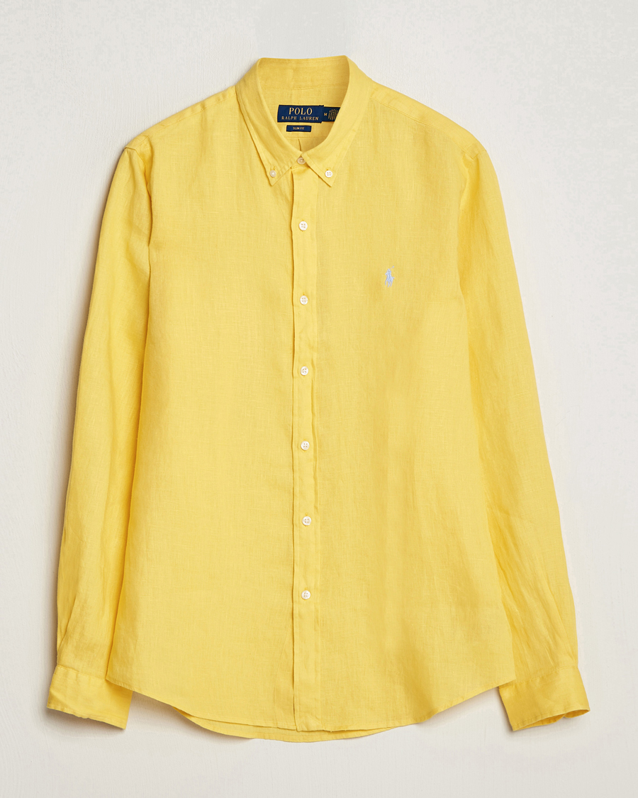 Homme | Chemises | Polo Ralph Lauren | Slim Fit Linen Button Down Shirt Sunfish Yellow