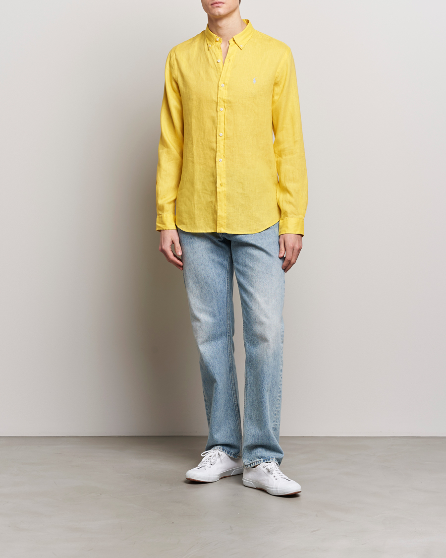 Homme | Chemises | Polo Ralph Lauren | Slim Fit Linen Button Down Shirt Sunfish Yellow