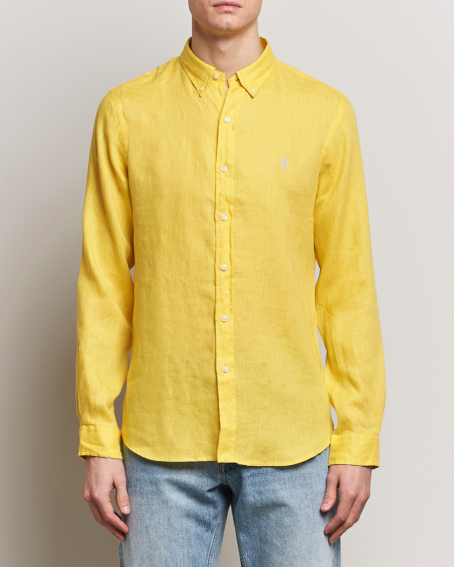 Homme | Casual | Polo Ralph Lauren | Slim Fit Linen Button Down Shirt Sunfish Yellow