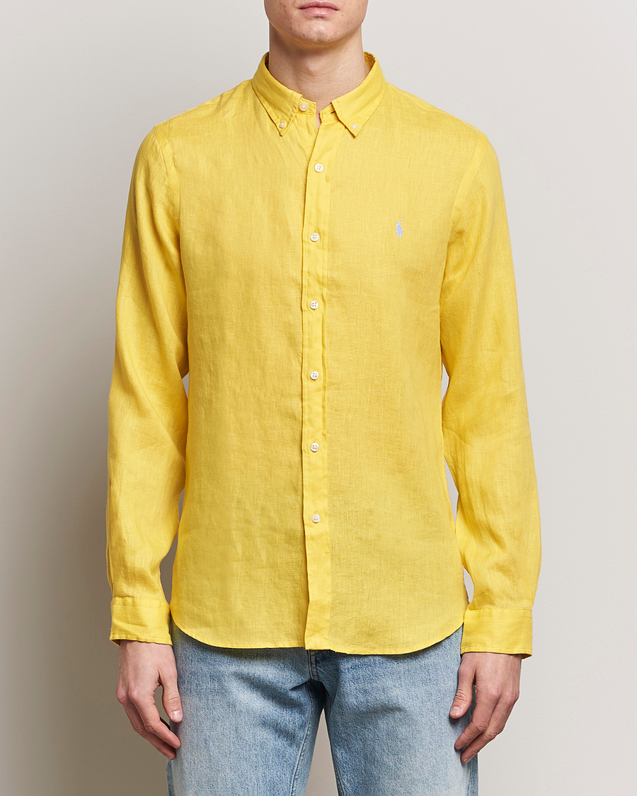 Homme | Chemises | Polo Ralph Lauren | Slim Fit Linen Button Down Shirt Sunfish Yellow