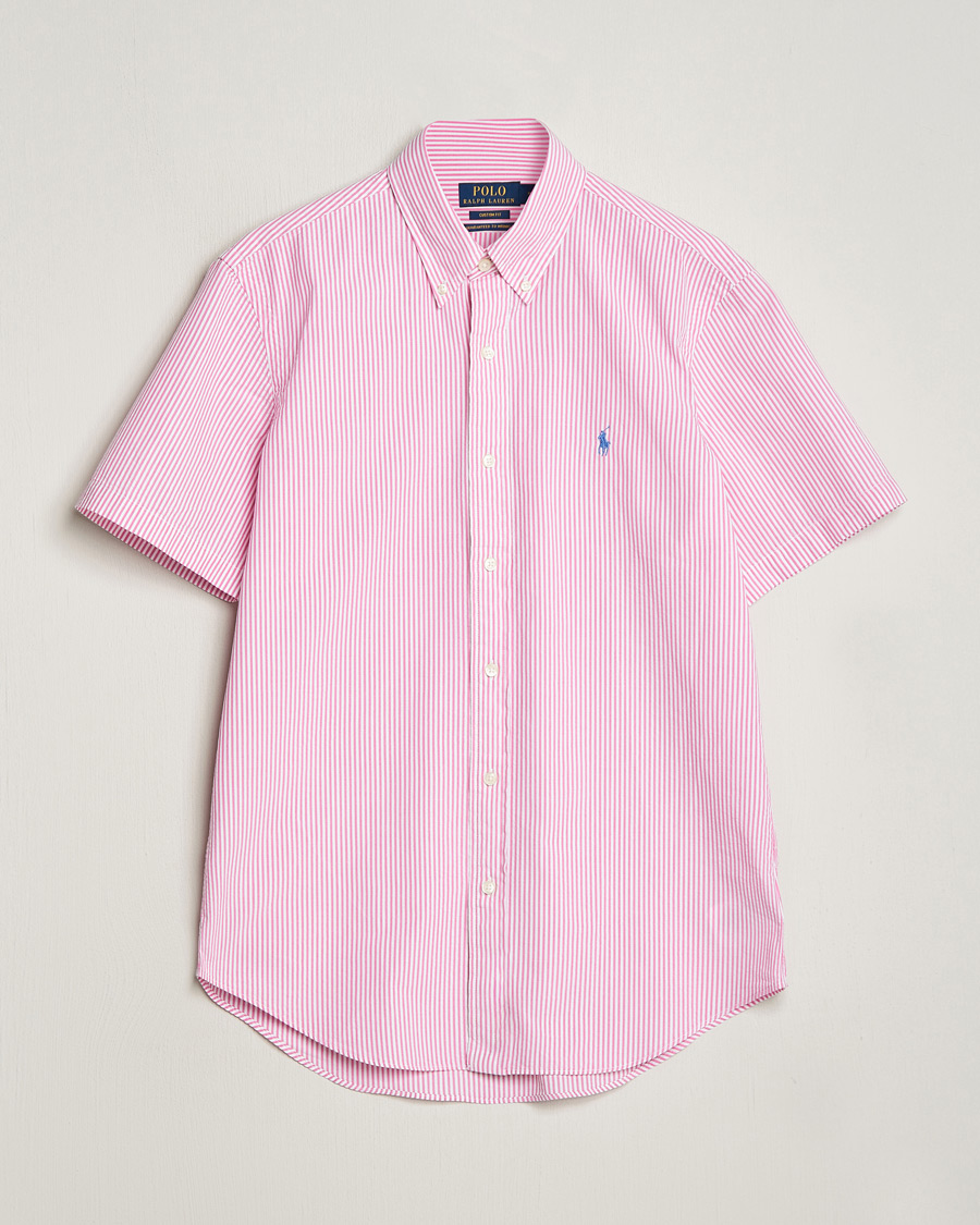 Homme | Chemises | Polo Ralph Lauren | Seersucker Short Sleeve Striped Shirt Rose/White