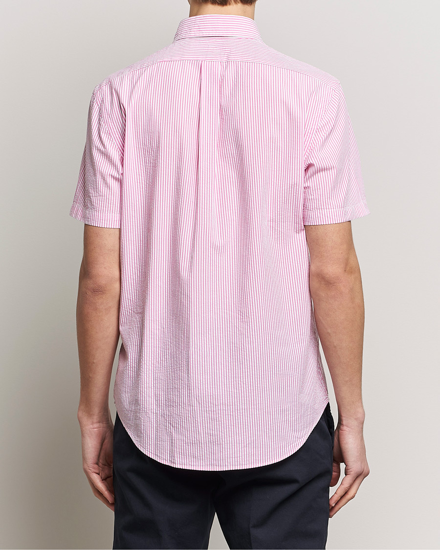 Homme | Chemises | Polo Ralph Lauren | Seersucker Short Sleeve Striped Shirt Rose/White