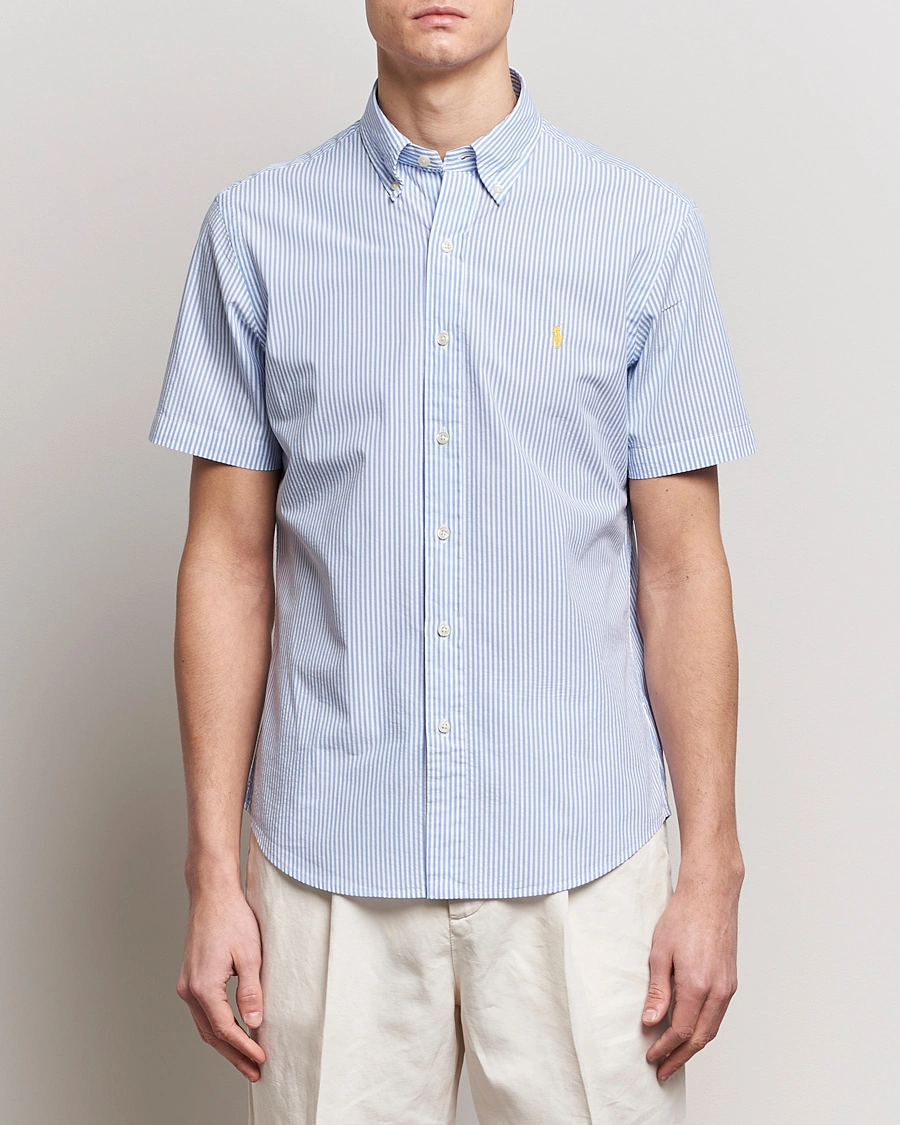 Homme | Chemises | Polo Ralph Lauren | Seersucker Short Sleeve Striped Shirt Blue/White