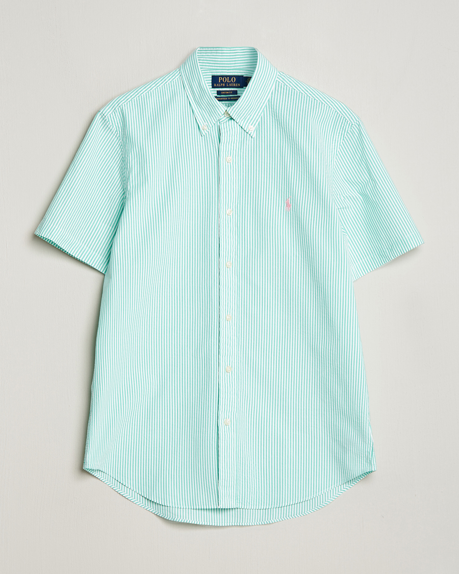 Homme | Chemises | Polo Ralph Lauren | Seersucker Short Sleeve Striped Shirt Green/White