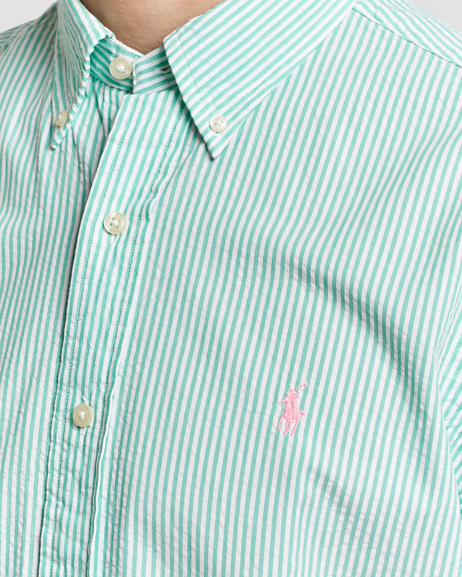 Homme | Chemises | Polo Ralph Lauren | Seersucker Short Sleeve Striped Shirt Green/White